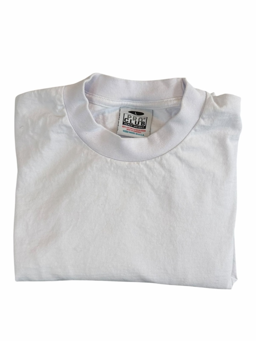Pro Club Heavyweight White Crewneck T-Shirt,long sleeve L (003)